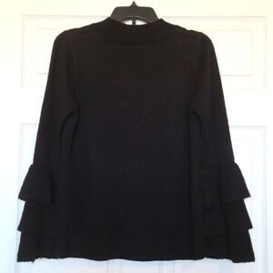 Sleeve Ruffle Black‎ Sweater